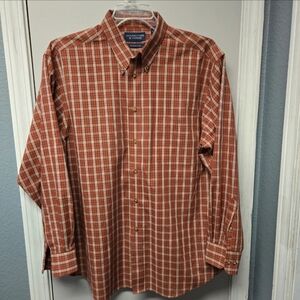 Roundtree & Yorke Orange Plaid Shirt